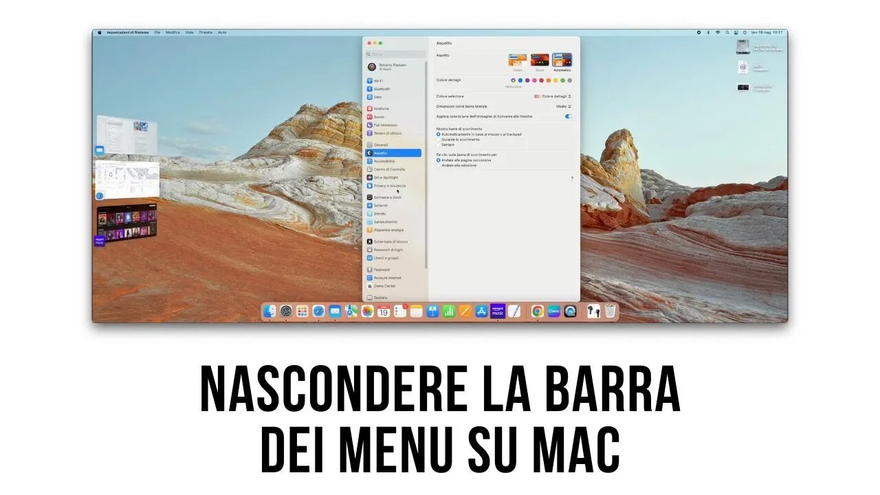 Nascondere la barra dei menu su Mac