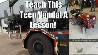 School Bully Trashes Lawnmower And Loading Cranes Onto Cabover Peterbilt - 061