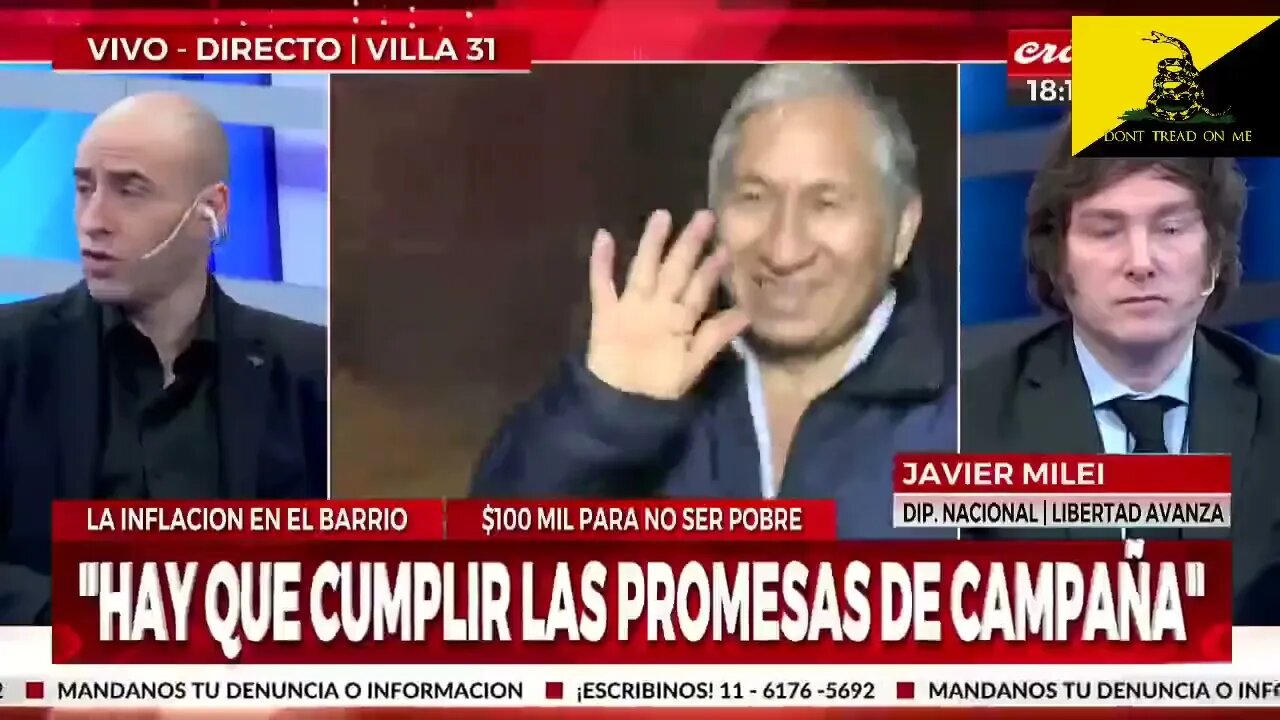 Javier Milei con el pelado liberal de Crónica TV 11 07 22