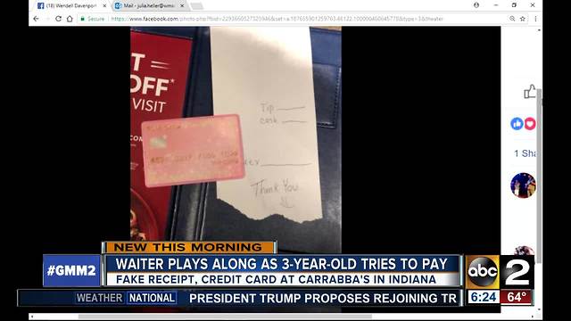 3-year-old pays for dinner with fake credit card