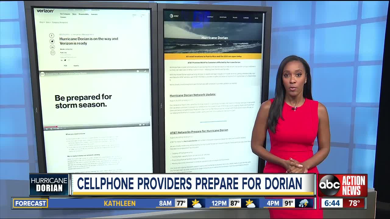 Cellphone providers prepare for Hurricane Dorian to help you stay connected during the storm