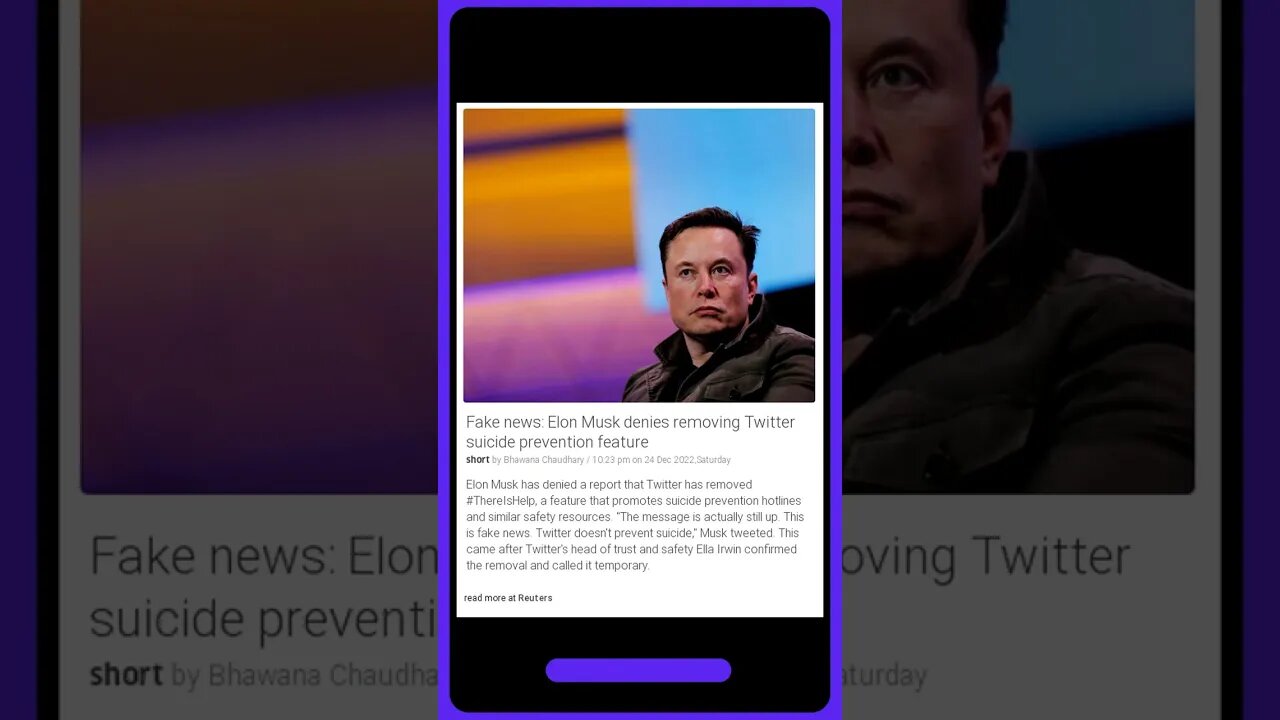 Latest Information | Elon Musk Shocked by Removal of Twitter Suicide Prevention Feature | #shorts