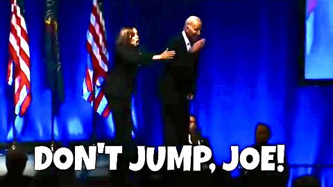 Biden Pretends to Jump into the Crowd - Kamala ACTS like she tries to STOP him!