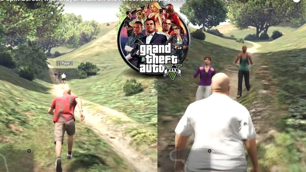 GTA 5 Split Screen - Multiplayer Walk on the Forest [Gameplay #14]