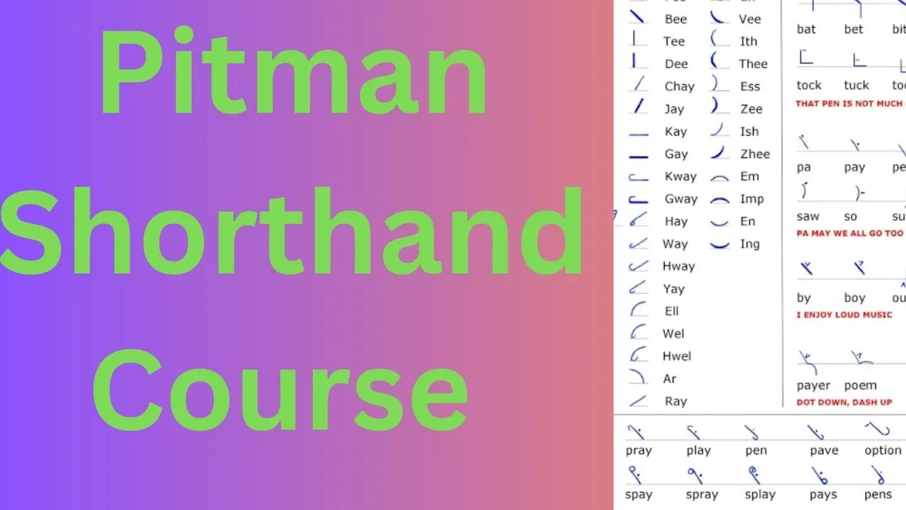 Pitman shorthand | english shorthand | stenogrpaher | learn english shorthand | basic shorthand