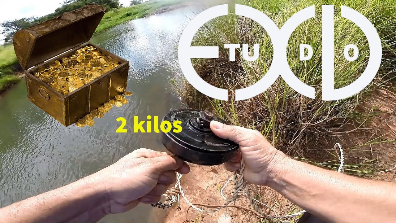Magnetic fishing with 2 kilos Bomber Speaker magnet hidden waterfall | Pesca magnética com imã