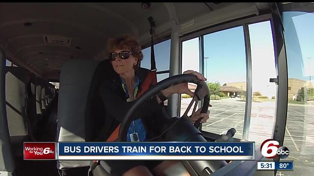 Hamilton Southeastern bus drivers getting ready for school to start and keeping kids safe