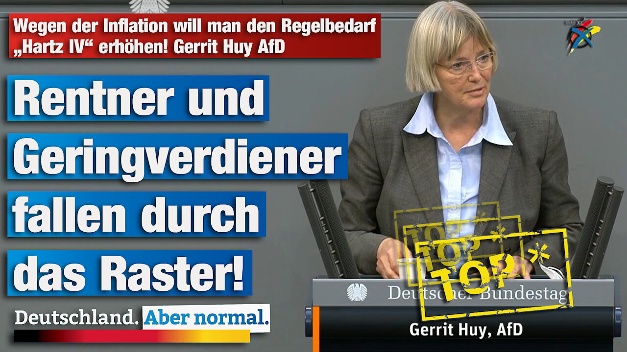Wegen der Inflation will man den Regelbedarf „Hartz IV“ erhöhen! Gerrit Huy AfD