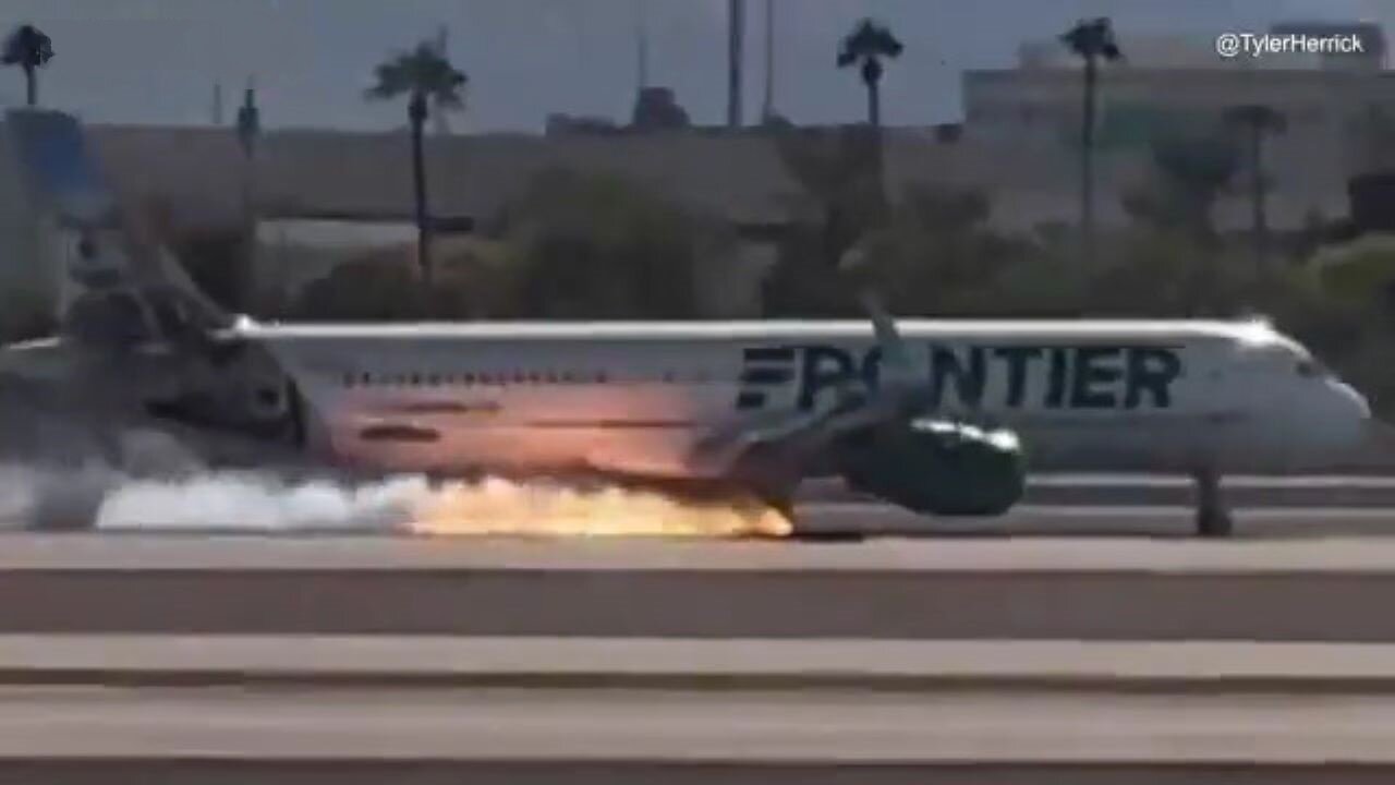 A Frontier Airlines Flight Catches On Fire During An Emergency Landing In Las Vegas