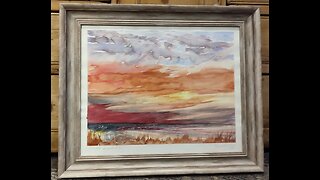 Kinmel Bay sunset, Watercolour by David J Walker