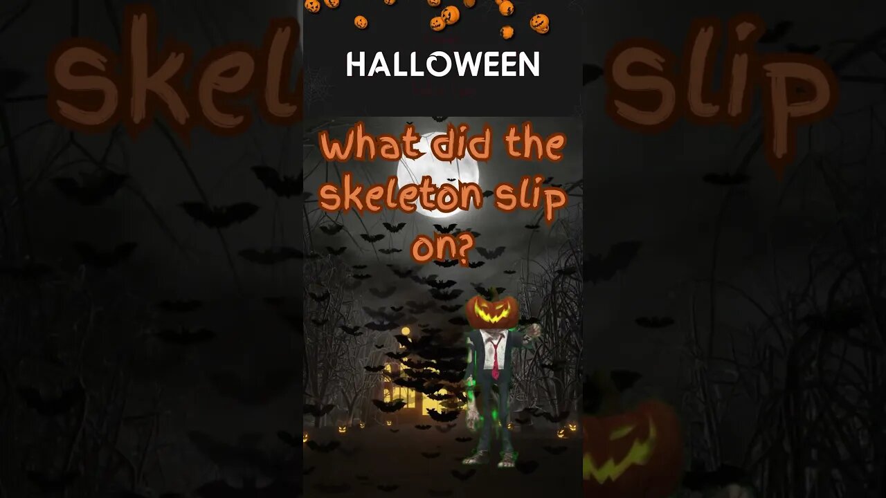 What did the skeleton slip on? Halloween jokes. #halloween #halloweenhumor # canva #halloweenparty