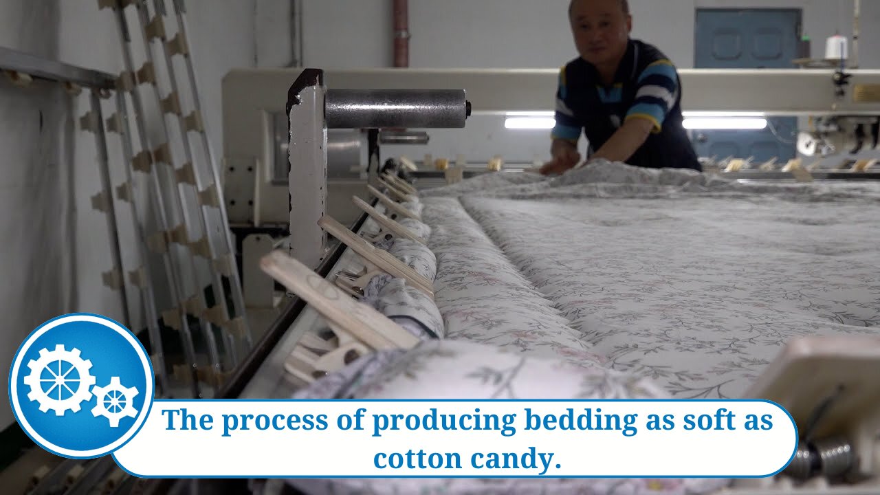 The process of producing bedding as soft as cotton candy.