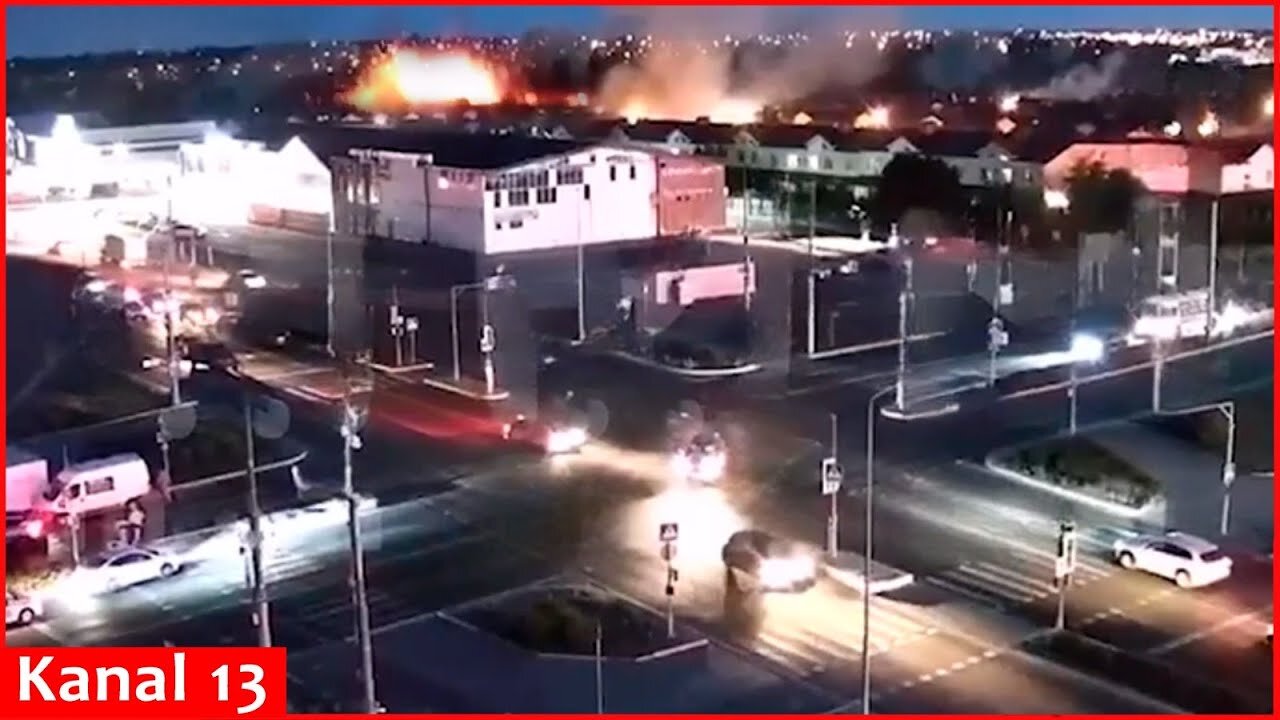 Security camera shows the missile strikes that Ukraine launched on Belgorod at night