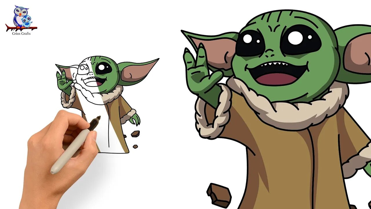 How to Draw Star Wars Grogu (Baby Yoda) - The Mandalorian