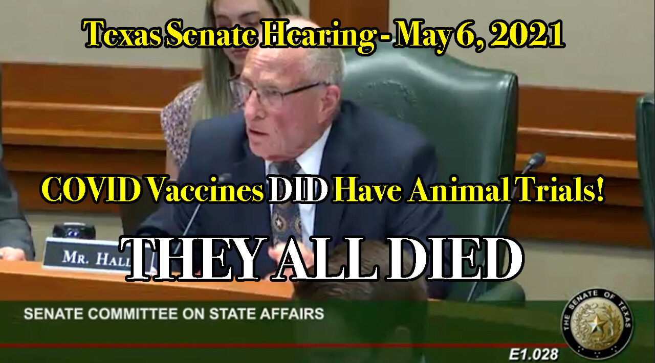 Texas Senate Hearing; COVID Vaccines DID have Animal Trials, All were halted because they Kept Dying