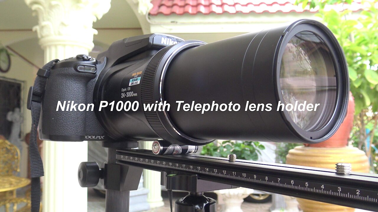 Telephoto lens holder for Nikon P1000 for tilting lens