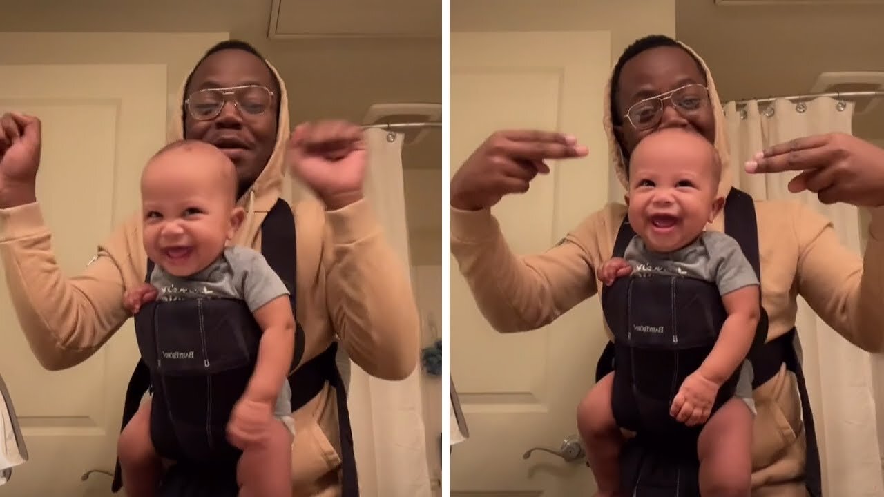 Baby can't stop laughing at dad's hilarious dance moves