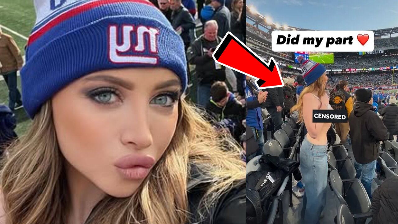 NFL fans in SHOCK after OnlyFans model FLASHES everyone at game! Allegedly PAID by Giants player!