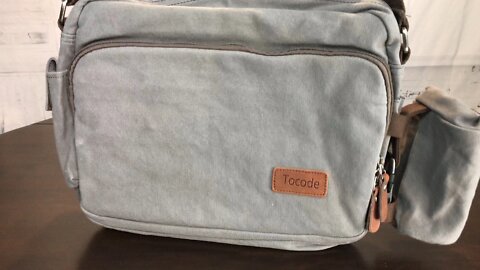 Gray Cotton Canvas Messenger Shoulder Bag for 14' laptops by Tocode review and giveaway