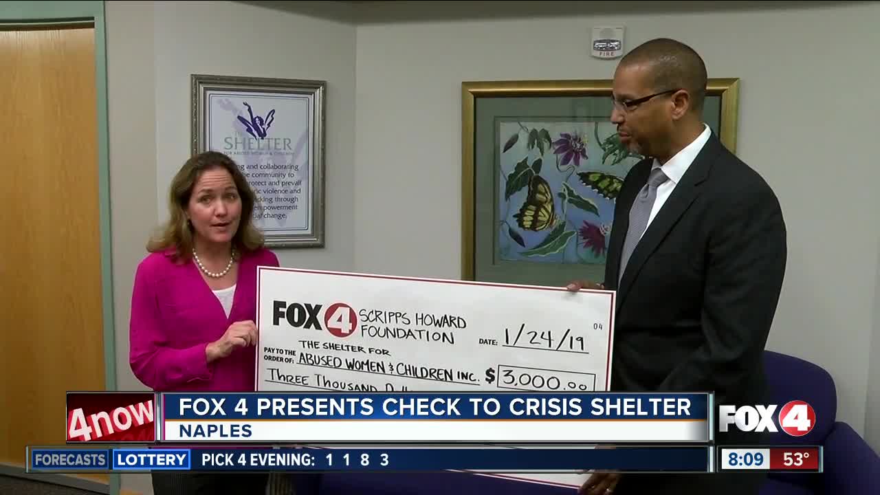 Fox 4 presents check to the Shelter for Abused Women and Children in Naples