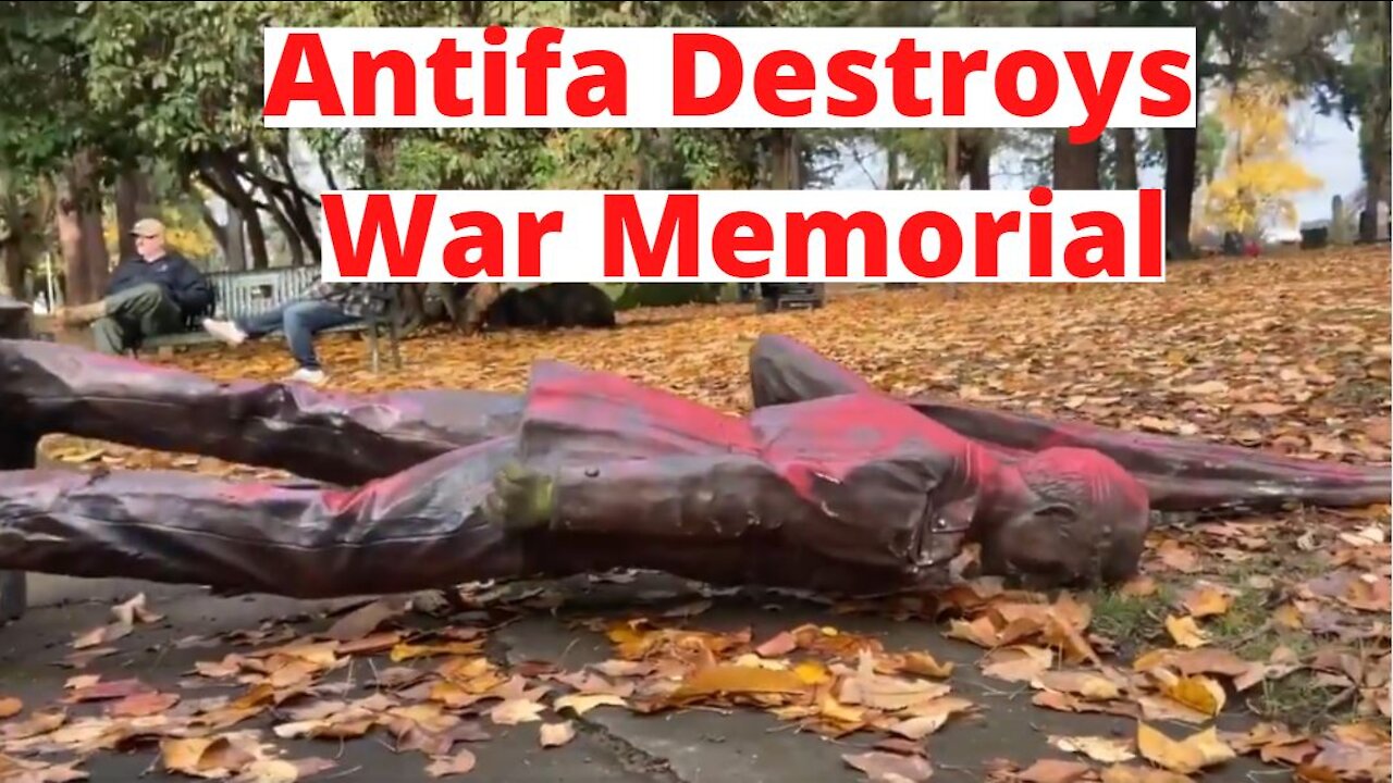 Portland Antifa Destroy War Statue & Firebomb Police Car