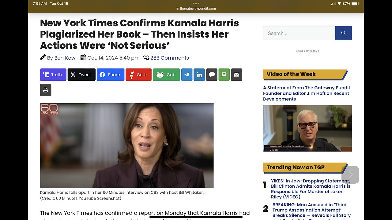 New York Times Confirms Kamala Harris Plagiarized Her Book