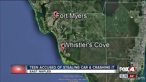 Collier teen steals and crashes car