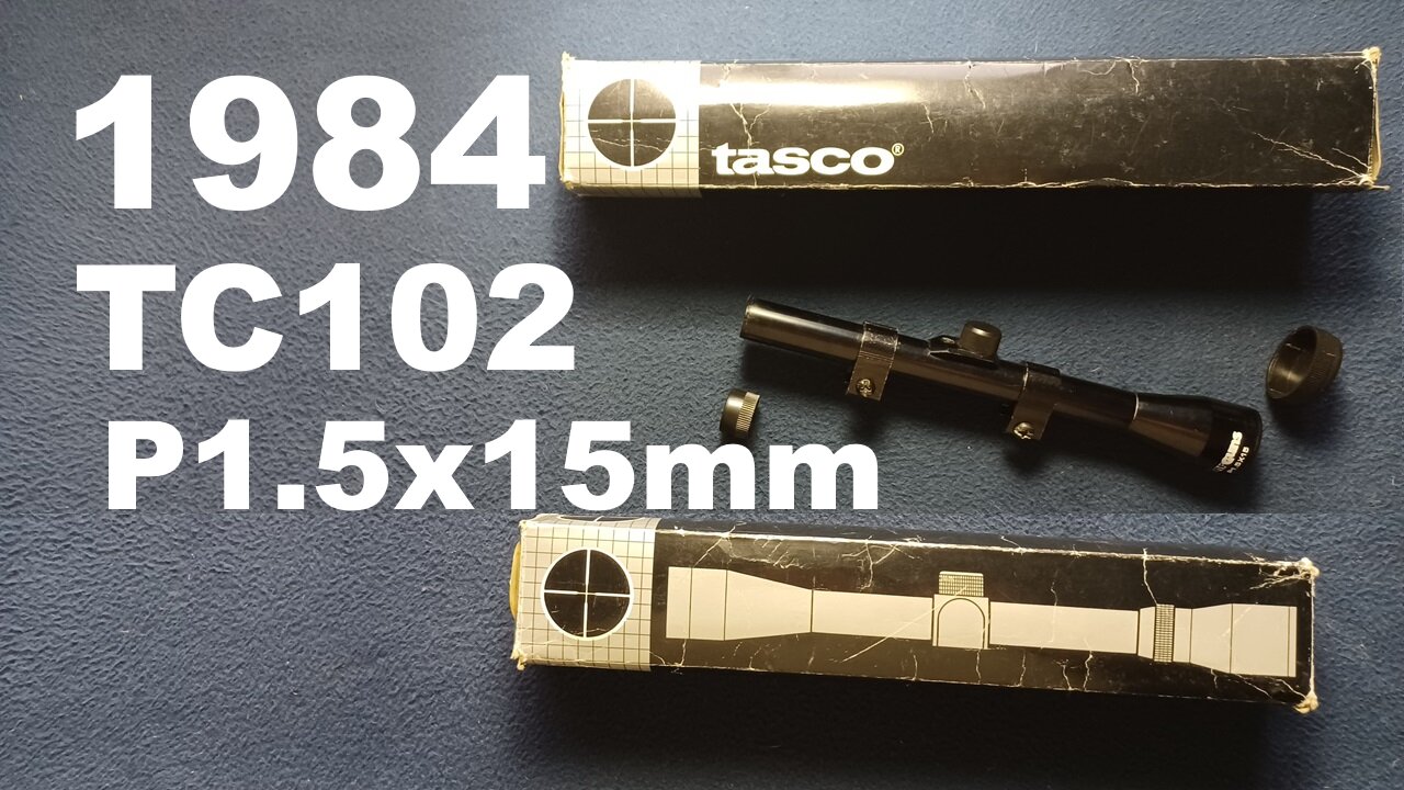 Vintage TASCO P1.5x15mm, TC102 Scope and Mount, TC10, 1984, ' AIRGUNS'