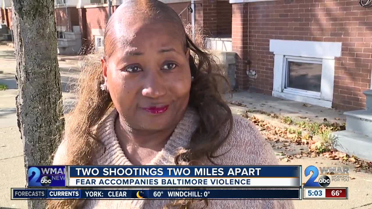 Two shootings two miles apart; fear accompanies Baltimore violence