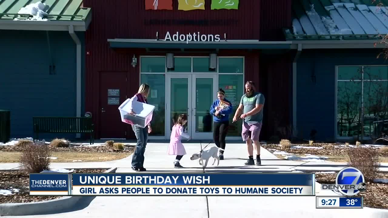 Girl celebrates her 5th birthday by donating to the Humane Society in Loveland