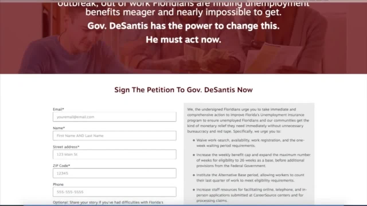 Petition sent to Gov. DeSantis urging to reform Florida's unemployment system