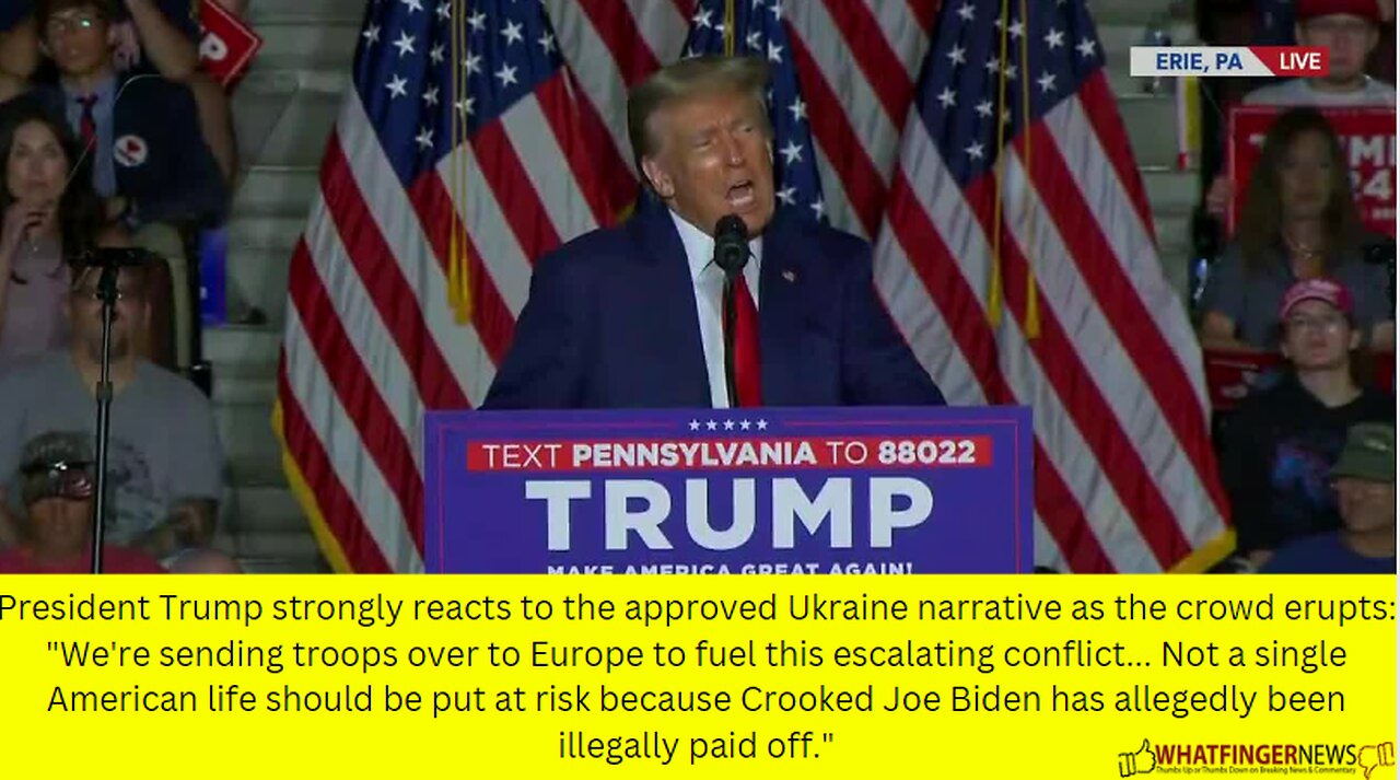 President Trump strongly reacts to the approved Ukraine narrative as the crowd erupts: