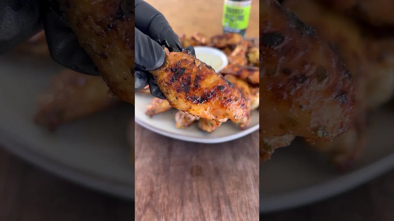 Grilled charred Chile and lime chicken wings