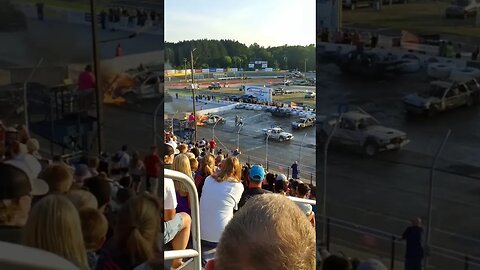 berlin fair Demolition Derby car on fire