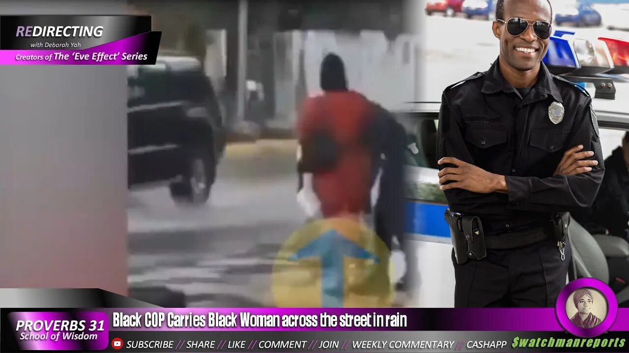 BIack C0P Carries BIack Woman across the street in rain