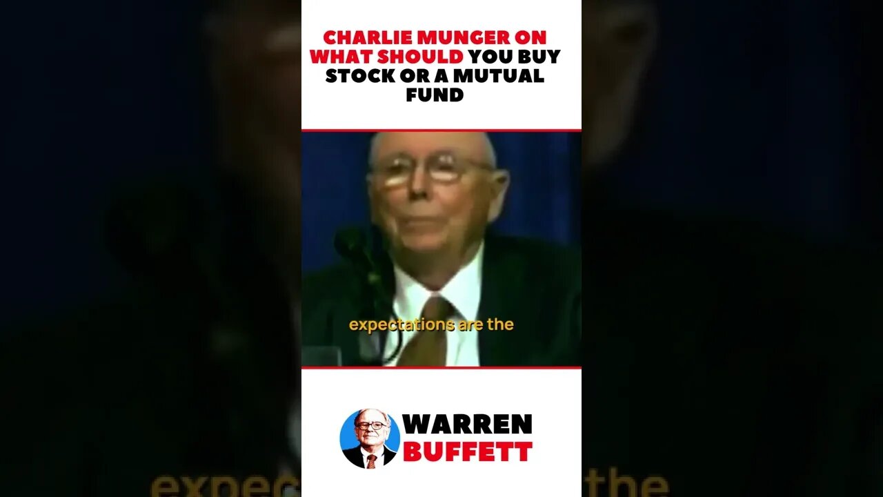 Charlie Munger on What Should You Buy Stock or A Mutual Fund | Motivational Speech #shorts