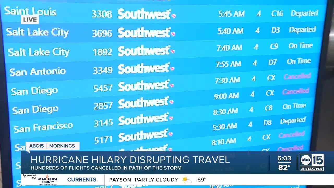 Tropical Storm Hilary disrupting flights at Sky Harbor