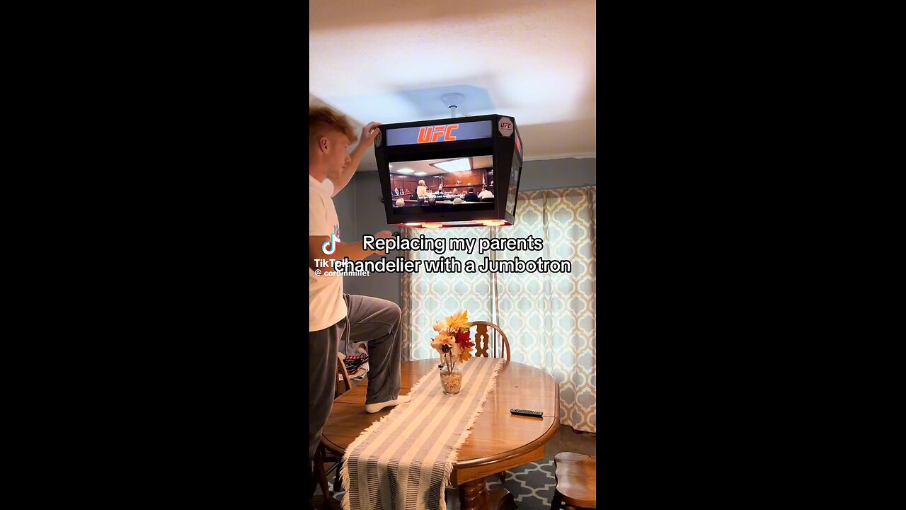 replacing chandelier with a jumbotron