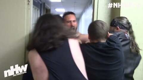 AJ Strokes and Mike Facen brawl all over the backstage area after Return of the Storm
