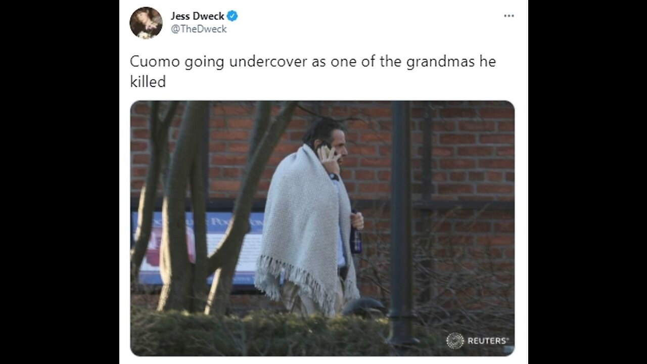 'Going undercover as a grandma he killed: Cuomo & his blankie become a meme, he stole the shawl