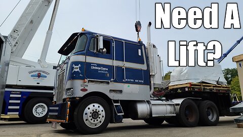 Crane Unloads Generator Off Of Cabover Peterbilt - 031