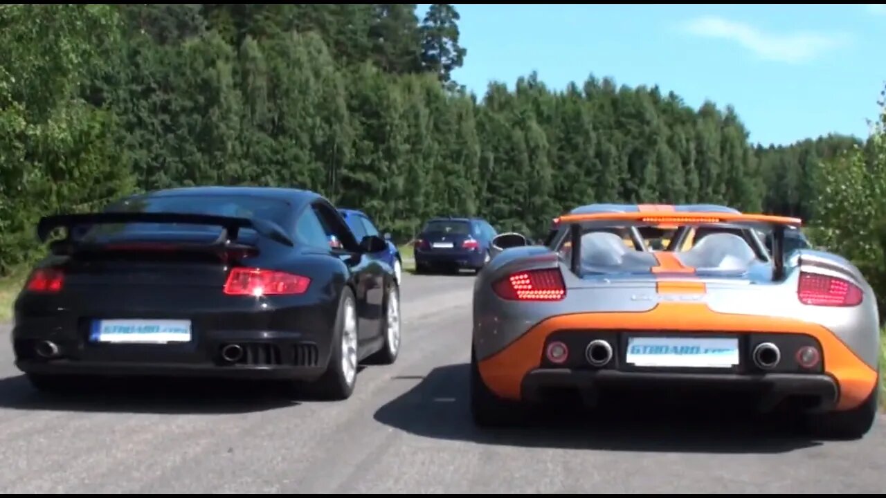 Porsche Carrera GT TROLLS 911 GT2 and Ferrari 599 GTB F1! Zuffenhausen V10 POWER :D