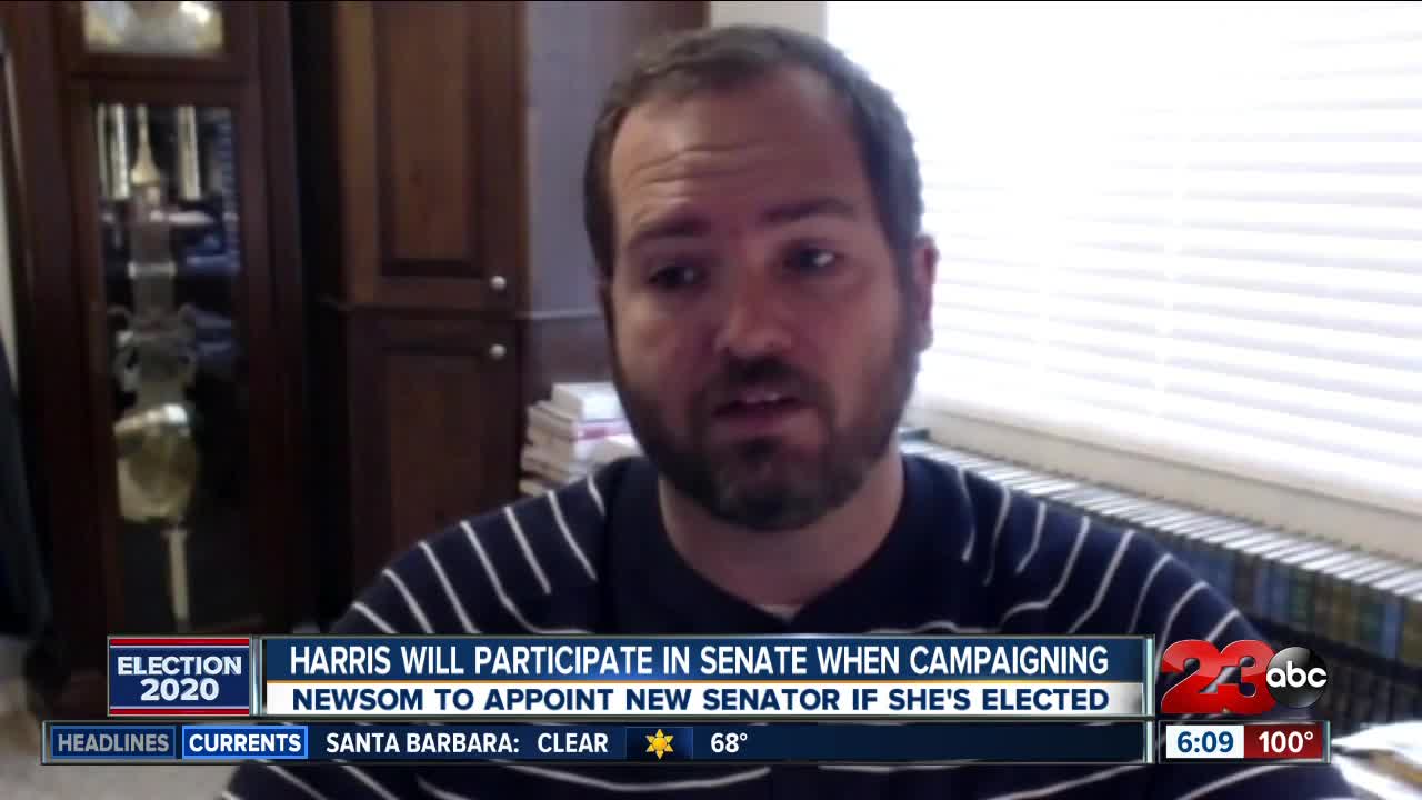 What happens to Harris's Senate seat now that she's running for VP?