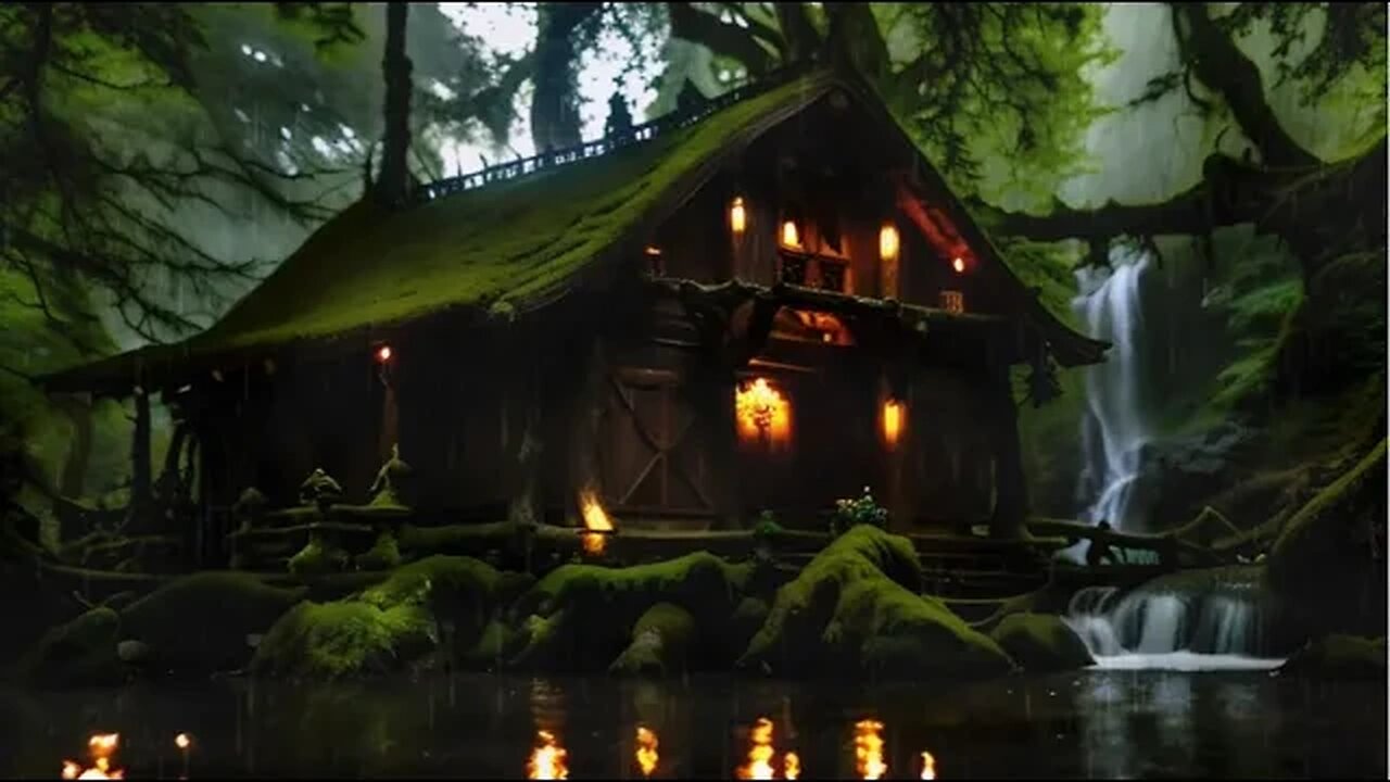 Cozy Cabin Ambiance for Relaxation, Study, and Work on a Rainy Day 🌧️ Background Instrumental #rain