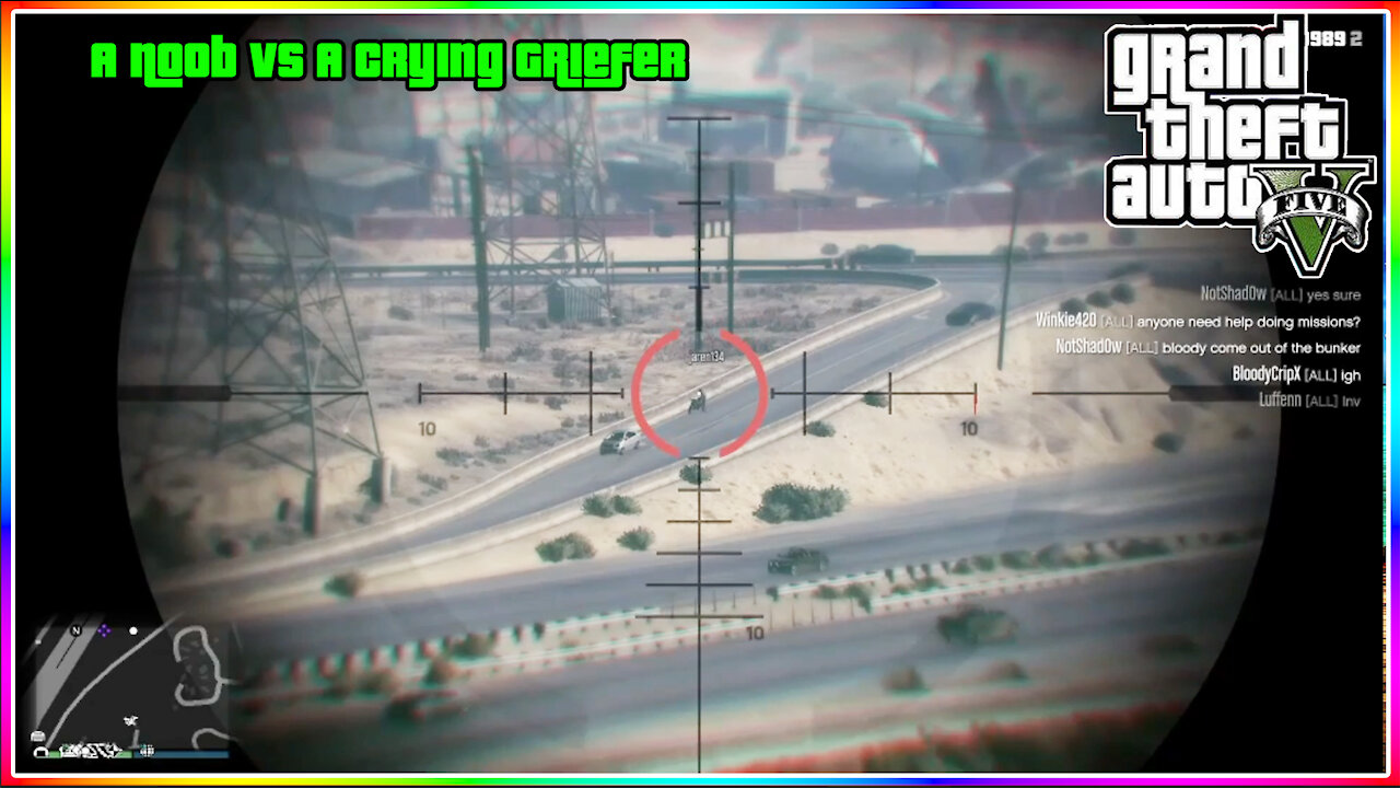 A Noob Vs A crying Griefer Who Has Me Crashed... GTA 5 Online