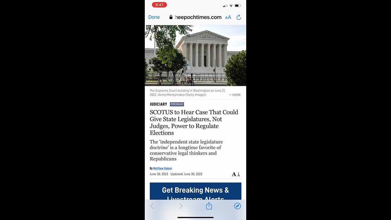 🚨 BREAKING: SCOTUS to Hear Case That Will Reaffirm State Legislatures Control Elections. PERIOD!