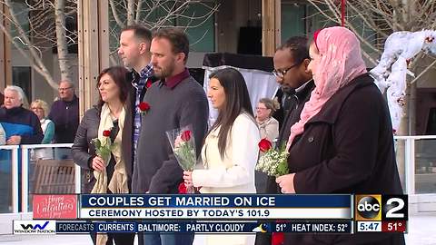 Couples get married on ice at The Avenue at White Marsh