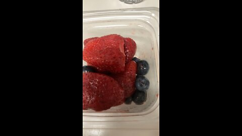 Berries for dinner. Strawberries and blueberries