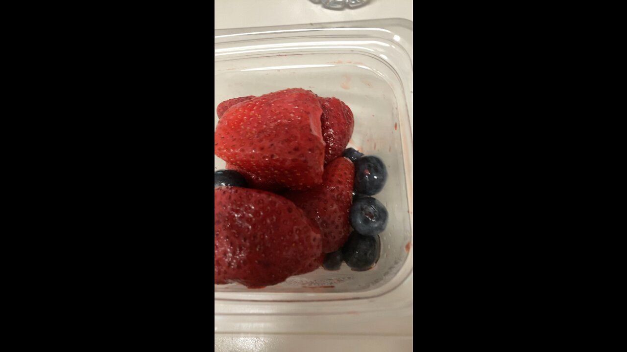 Berries for dinner. Strawberries and blueberries