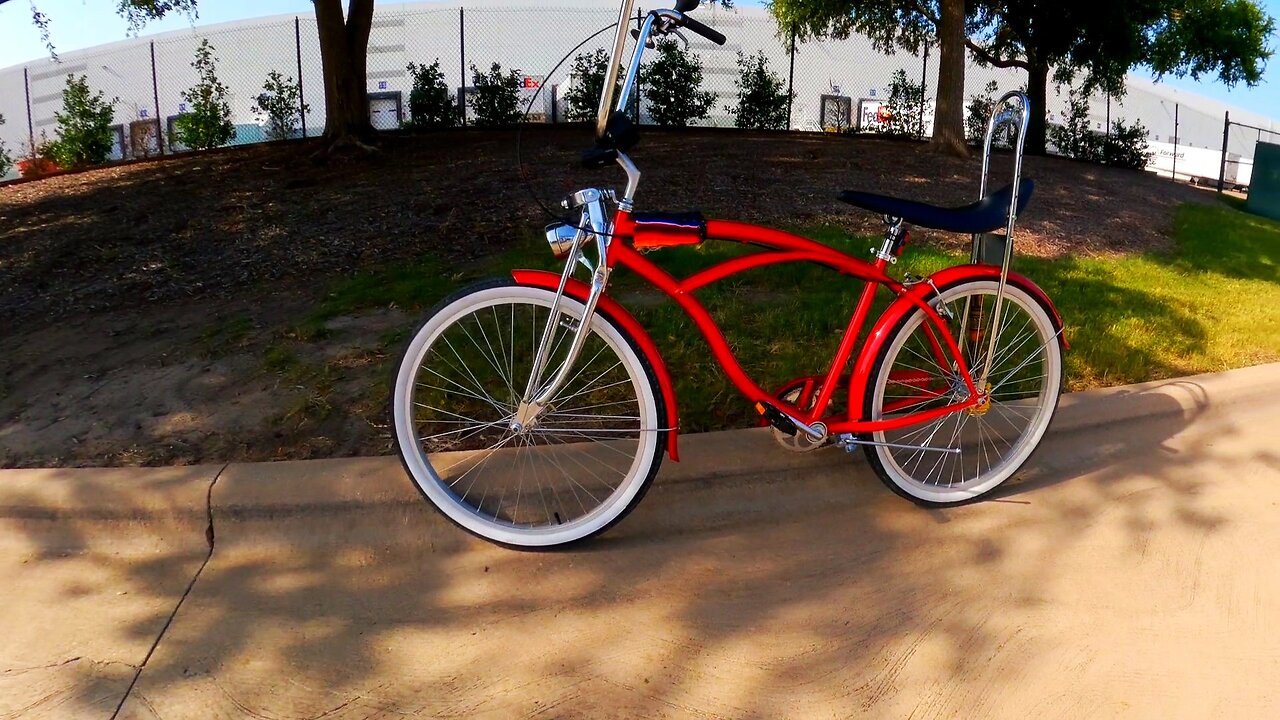 first person view lowrider bicycle ride in Texas heat